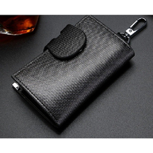 画像をギャラリービューアに読み込む, スマートキーケース メンズ レザー 6連 小銭入れつき カード入れ カードも入る おしゃれ 人気 多機能ケース カーボン カードキー 鍵入れ