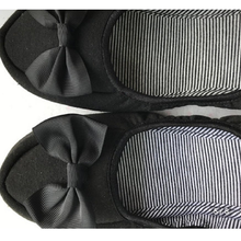 画像をギャラリービューアに読み込む, スリッパ おしゃれ レディース 携帯用 ルームシューズ かかと付き 屋内用 リボン 夏 洗える かわいい 収納ポーチつき 旅行用