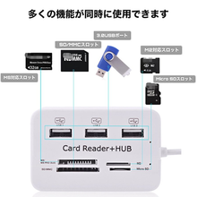画像をギャラリービューアに読み込む, マルチカードリーダー USB SDカード HUB MicroSD SD USB2.0 M2 MS カード 外付け 多機能 カードリーダー マイクロSD 高速 小型