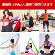 画像をギャラリービューアに読み込む, トレーニングチューブ 筋トレ エクササイズバンド ゴム 全5色 ヨガバンド 男女兼用 フィットネス ストレッチ