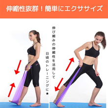 画像をギャラリービューアに読み込む, トレーニングチューブ 筋トレ エクササイズバンド ゴム 全5色 ヨガバンド 男女兼用 フィットネス ストレッチ