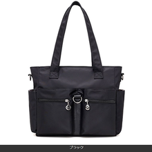 画像をギャラリービューアに読み込む, トートバッグ レディース 大きめ ナイロン a4 ファスナー付き 通勤 大容量 防水 軽量 軽い おしゃれ 肩掛け 黒 仕切り かわいい 通学