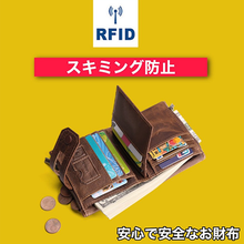 画像をギャラリービューアに読み込む, 財布 メンズ 二つ折り 本革 レザー 牛 スキミング防止素材 カード入れあり おしゃれ 小銭入れあり 使いやすい コンパクト 20代 30 代 40代 50代
