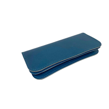 画像をギャラリービューアに読み込む, 財布 長財布 メンズ 牛革 栃木レザー 二つ折り 薄い ヌメ革 薄型 青 黒 新品 レザー 大容量 カード入れ YKKファスナー