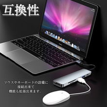 画像をギャラリービューアに読み込む, ドッキングステーション Type-C USBハブ 6ポート 6in1 PD充電対応 4K HDMI出力 USB3.0対応 2USBポート 高速データ伝送 SDカードリーダー TFカードリーダ