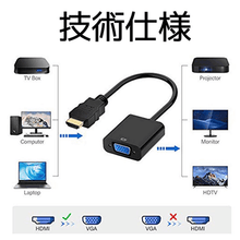 画像をギャラリービューアに読み込む, VGA to HDMI 変換アダプタ 技術仕様