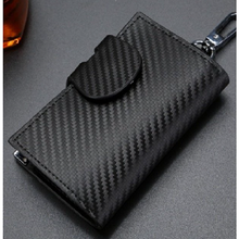 画像をギャラリービューアに読み込む, スマートキーケース　 メンズ　レザー　6連　小銭入れつき　 カード入れ　カードも入る おしゃれ　人気 多機能ケース　カーボン カードキー 　鍵入れ
