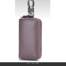 画像をギャラリービューアに読み込む, スマートキーケース メンズ　レディース　6連　レザー　バイクキー　30代　40代　カード入る　スマートキーも入る　おしゃれ ラウンドファスナー　安い
