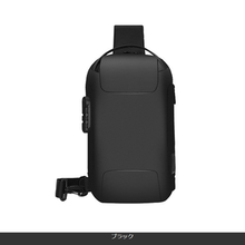 画像をギャラリービューアに読み込む, ボディバッグ　メンズ　かっこいい　防水 ダイヤルロック付き レジャー ショルダーバッグ レディース 防犯 セキュリティ USB充電ポート付き
