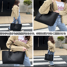画像をギャラリービューアに読み込む, トートバッグ　レディース　　a4　　通勤　大容量　防水　PVレザー　軽量　 軽い　おしゃれ　肩掛け　黒　仕切り　かわいい　通学
